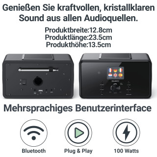 Majority Bard Internetradio-Musiksystem, DAB- und UKW-Radio, Bluetooth und Spotify Connect | schwarz #G-Ware RETOURE