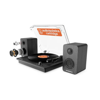 Oakcastle TT200 Plattenspieler mit Lautsprecher Bluetooth | Schallplattenspieler mit Lautsprecher, 45 RPM-Adapter & Premium-Kassette | Plattenspieler Bluetooth mit AUX & Kopfhöreranschluss  #G-Ware RETOURE